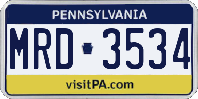 PA license plate MRD3534