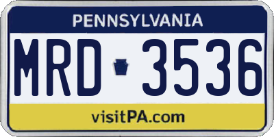 PA license plate MRD3536