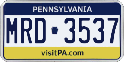 PA license plate MRD3537