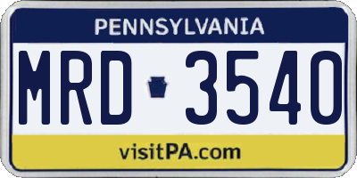 PA license plate MRD3540