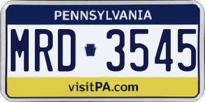 PA license plate MRD3545