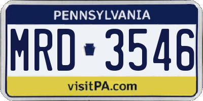 PA license plate MRD3546
