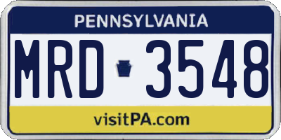 PA license plate MRD3548