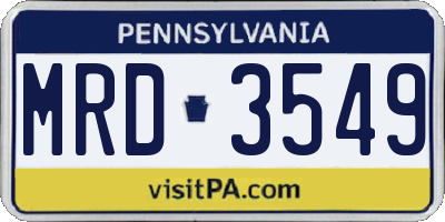 PA license plate MRD3549