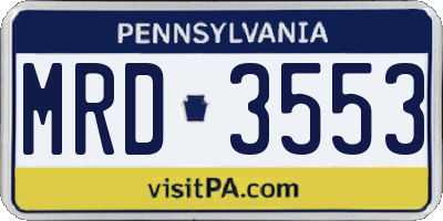 PA license plate MRD3553