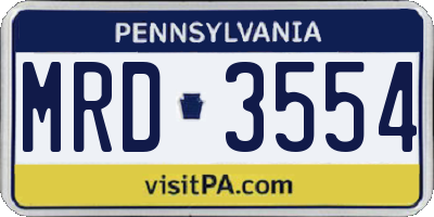PA license plate MRD3554