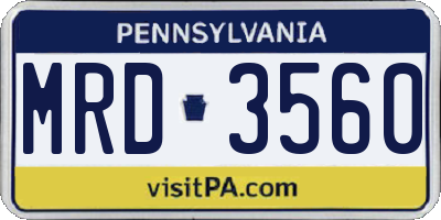 PA license plate MRD3560