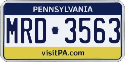 PA license plate MRD3563