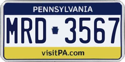 PA license plate MRD3567