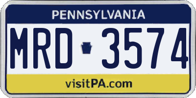 PA license plate MRD3574