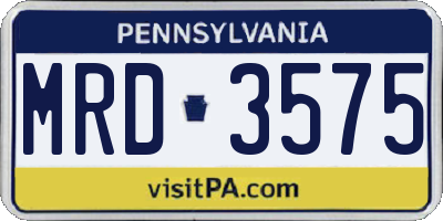 PA license plate MRD3575