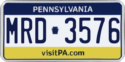 PA license plate MRD3576