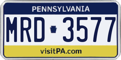 PA license plate MRD3577
