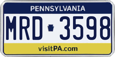 PA license plate MRD3598