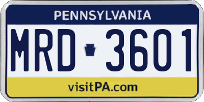 PA license plate MRD3601