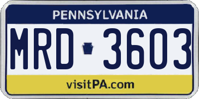 PA license plate MRD3603