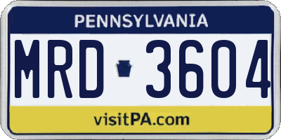 PA license plate MRD3604