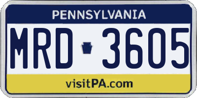 PA license plate MRD3605