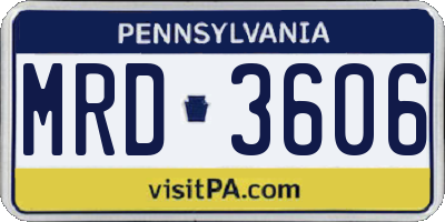 PA license plate MRD3606