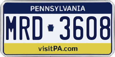 PA license plate MRD3608