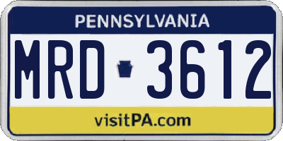 PA license plate MRD3612