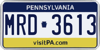 PA license plate MRD3613