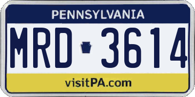 PA license plate MRD3614