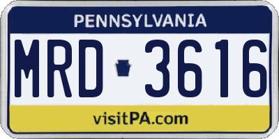 PA license plate MRD3616