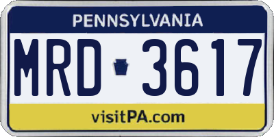 PA license plate MRD3617