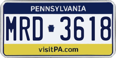 PA license plate MRD3618