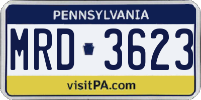 PA license plate MRD3623