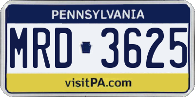 PA license plate MRD3625