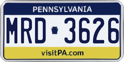 PA license plate MRD3626