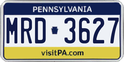 PA license plate MRD3627