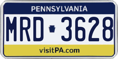 PA license plate MRD3628