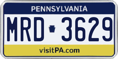 PA license plate MRD3629