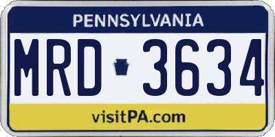 PA license plate MRD3634