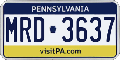 PA license plate MRD3637