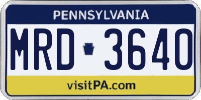 PA license plate MRD3640