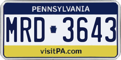 PA license plate MRD3643