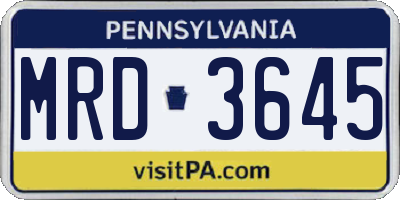 PA license plate MRD3645