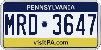 PA license plate MRD3647