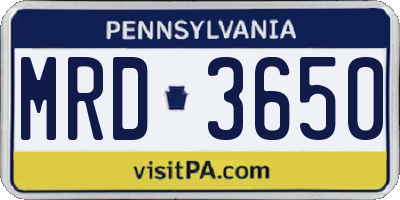 PA license plate MRD3650