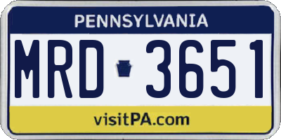 PA license plate MRD3651