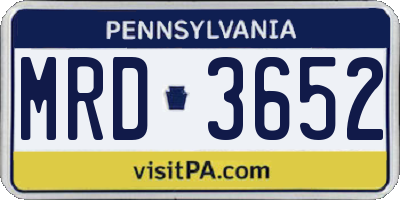 PA license plate MRD3652