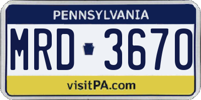 PA license plate MRD3670