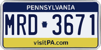 PA license plate MRD3671