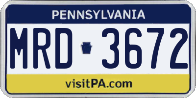 PA license plate MRD3672