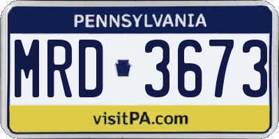 PA license plate MRD3673
