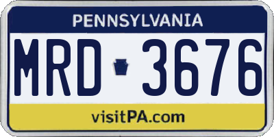 PA license plate MRD3676